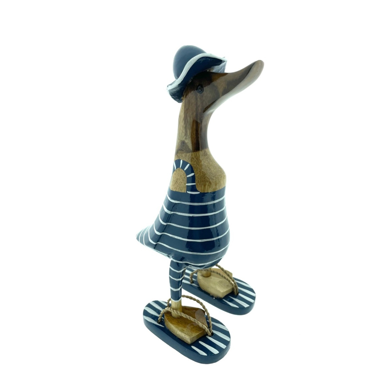 Houten eend Nout L donkerblauw wit