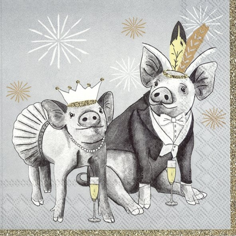 Servetten "Party Pigs" 33x33 cm