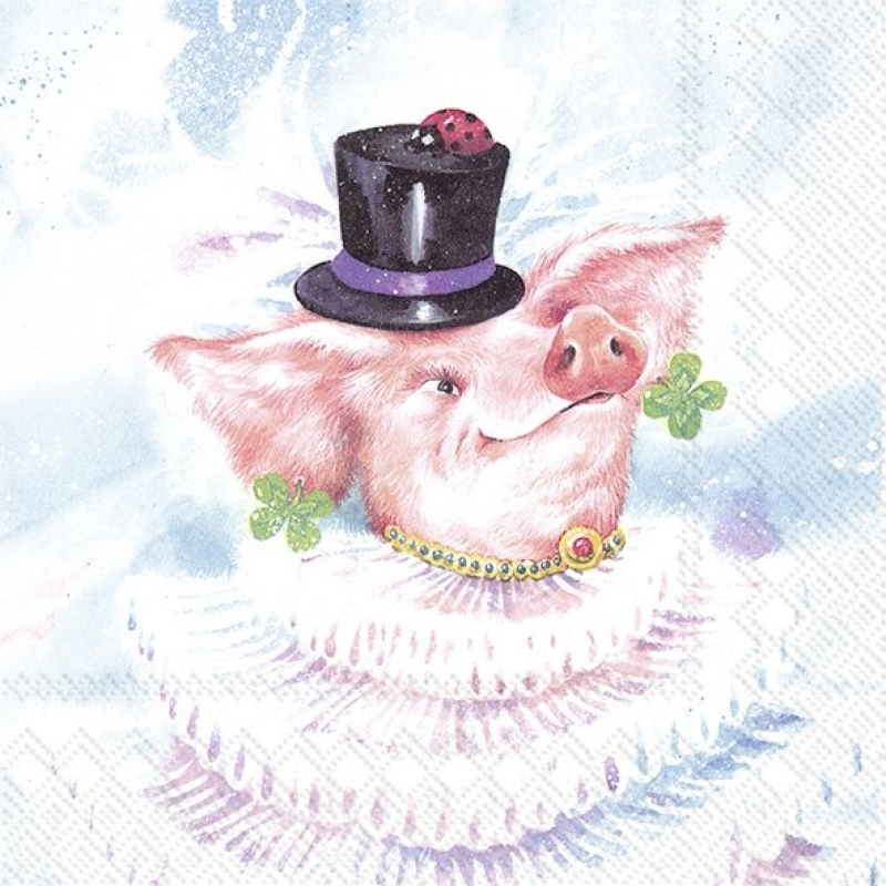 Servetten "Silvester Piggy" 33x33 cm