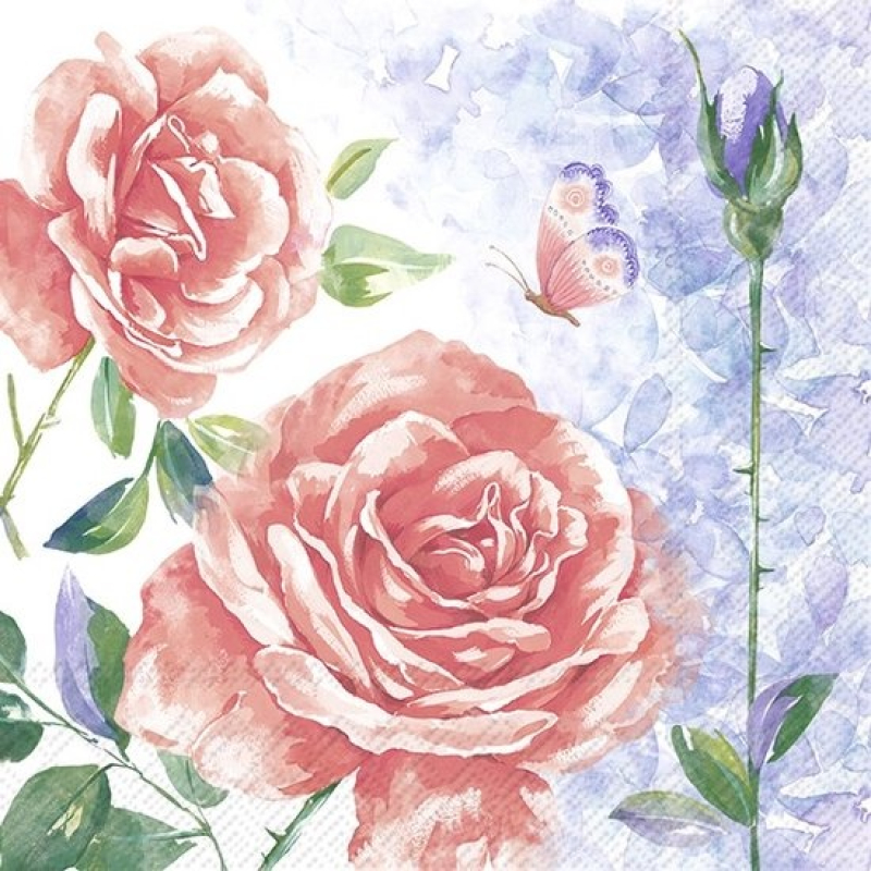 Servetten "Aquarell Rose" 33x33 cm