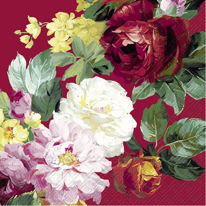 Servetten "Vintage Big Rose" 33x33 cm