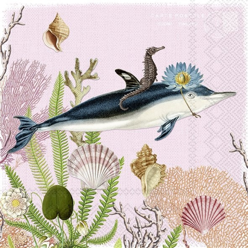 Servetten "Miss Dolphin" 33x33 cm