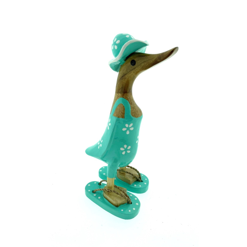 Houten eend Floris L turquoise wit