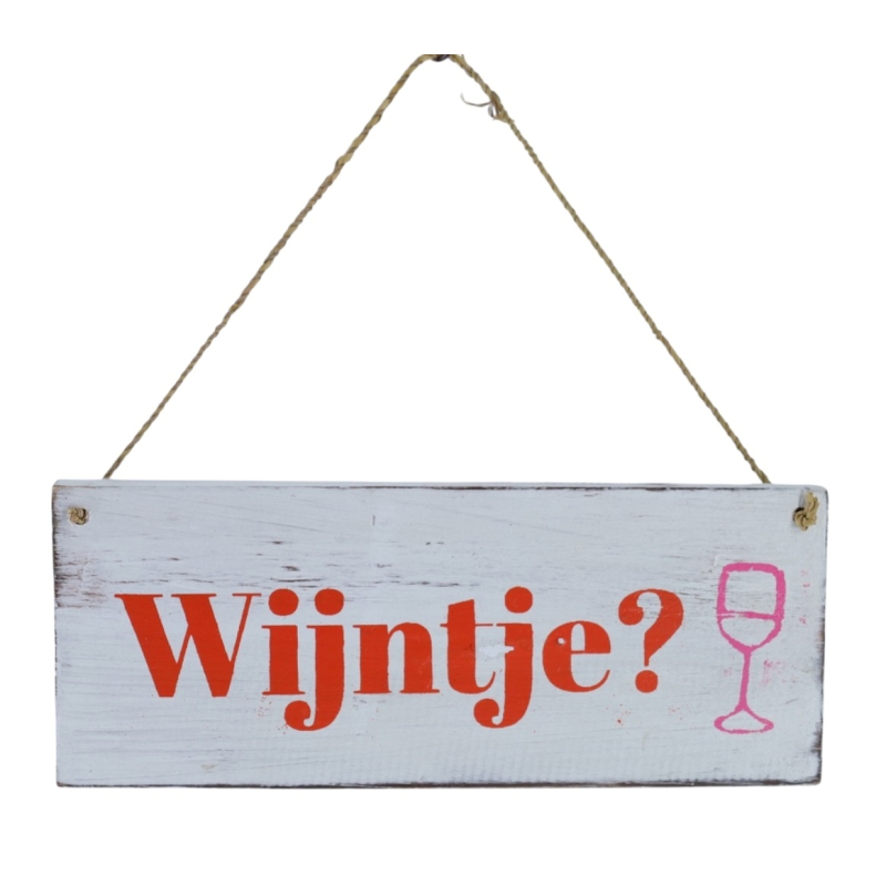 Tekstbord Ina WIJNTJE neon oranje 20x8 cm