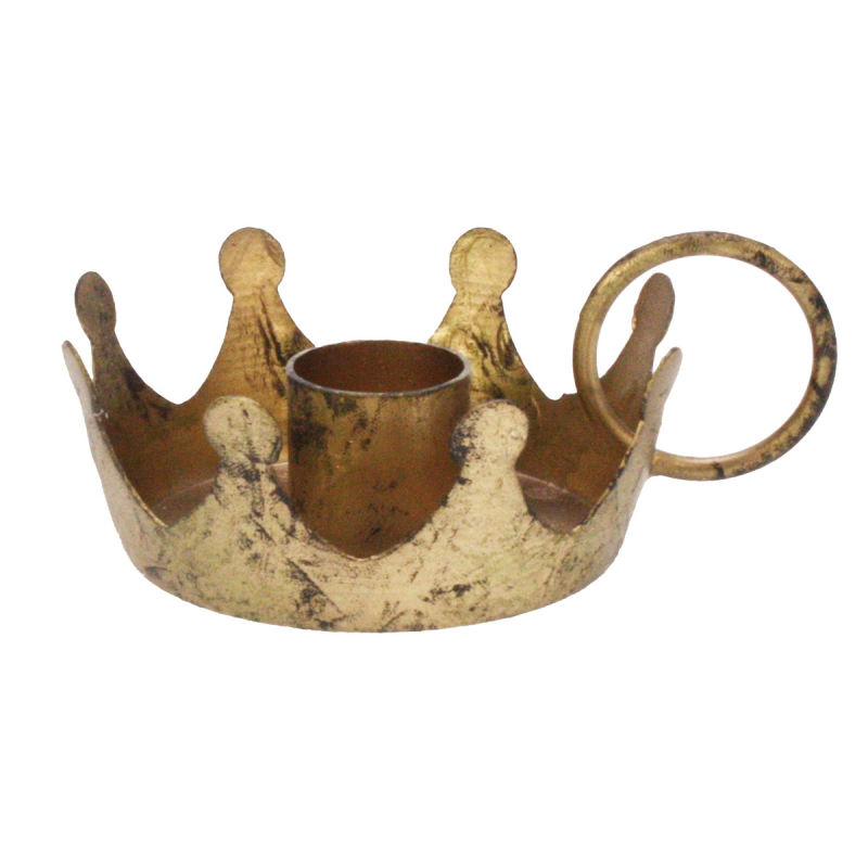 Kandelaar Kroon metaal antiek goud 9,5x8x4cm