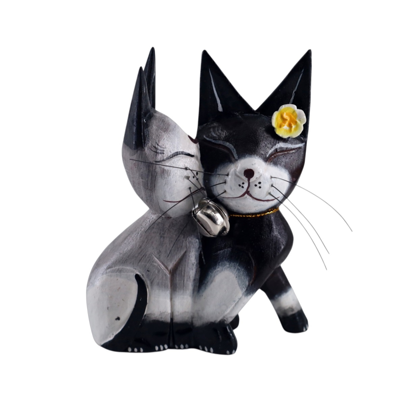 Katten Noémi kussend grijs/zwart ca 11x15 cm