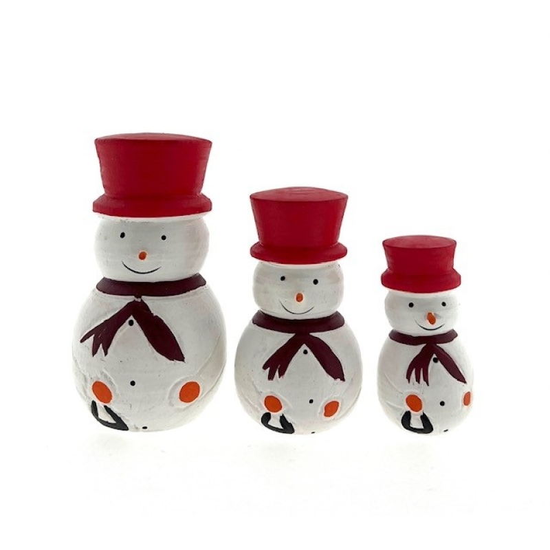 Set van drie sneeuwpoppen rode muts Mika