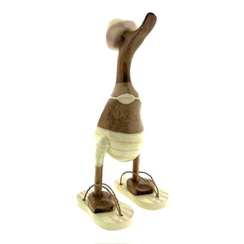 Houten eend Yara L lichtgeel streep