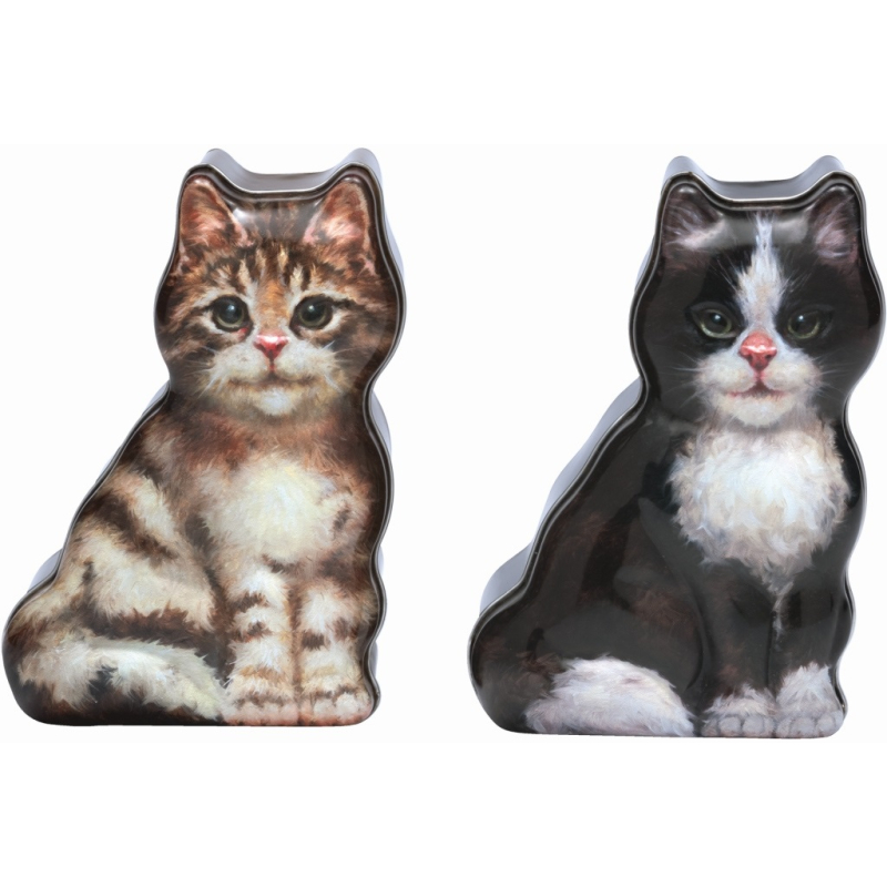 Blik Poes 2 stuks 9,8x6,3x15,1cm