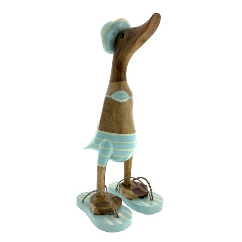 Houten eend Stana L lichtblauw streep