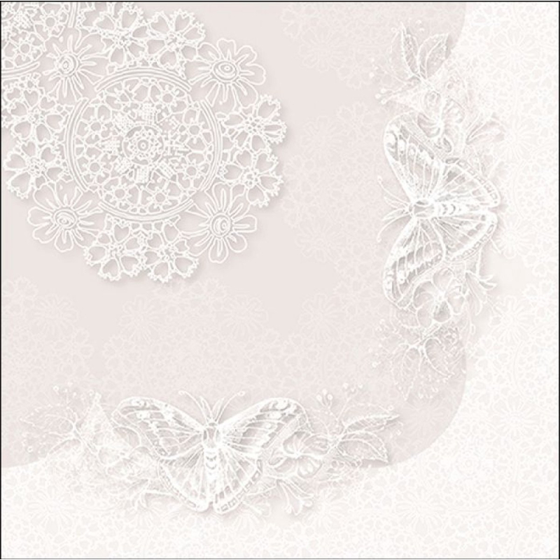 Servetten "Butterfly Lace White" 33x33 cm