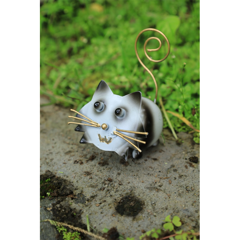 Metalen kat Cindy zwart/wit