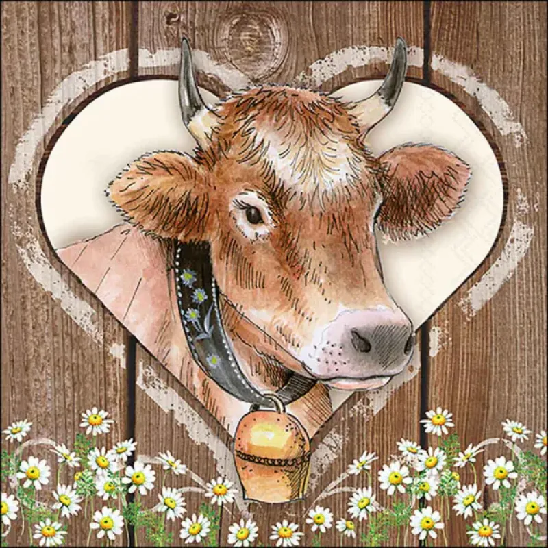 Servetten "Cow in heart" 33x33 cm