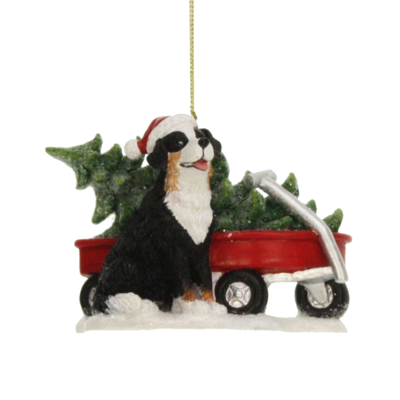 Ornament Hond met kerstboom, 10x4x10cm