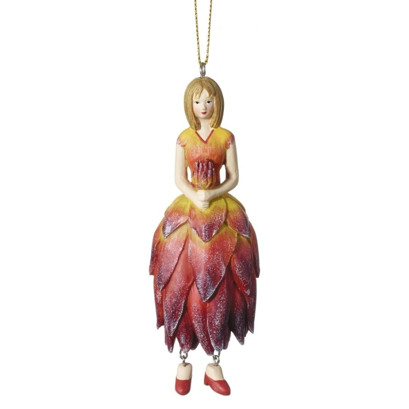 Bloemenmeisje hangend "Protea Rood-Geel"