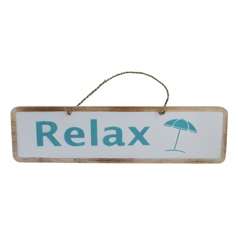 Tekstbord Bika RELAX wit/turq 45x12 cm