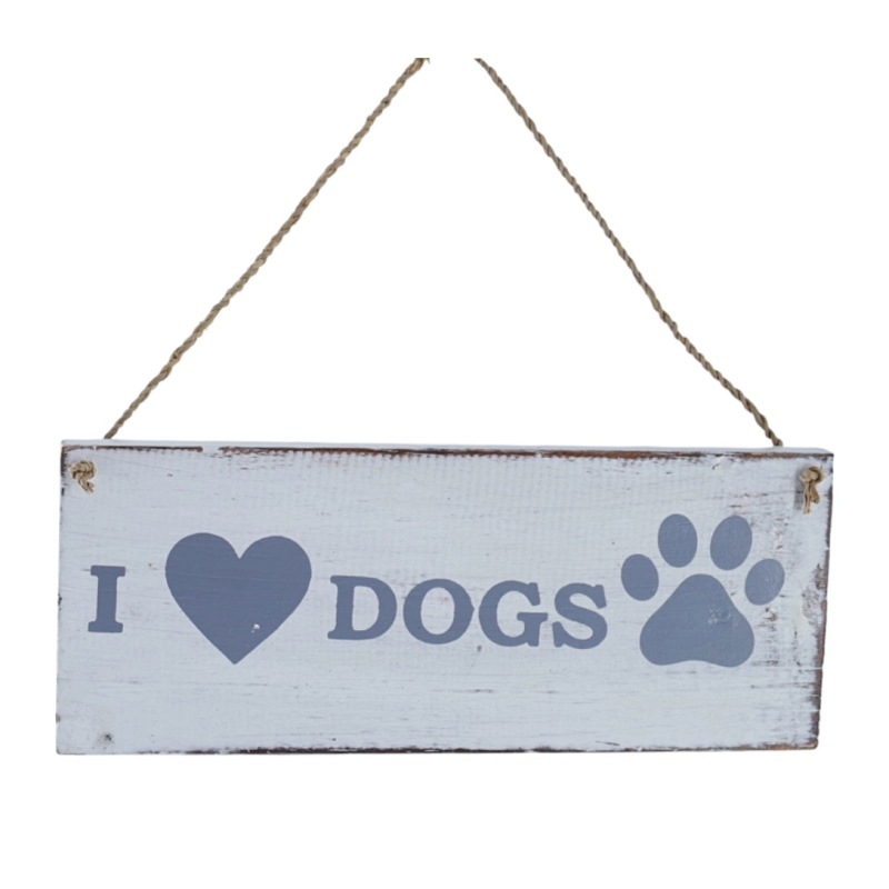 Tekstbord Ina DOGS grijs 20x8 cm