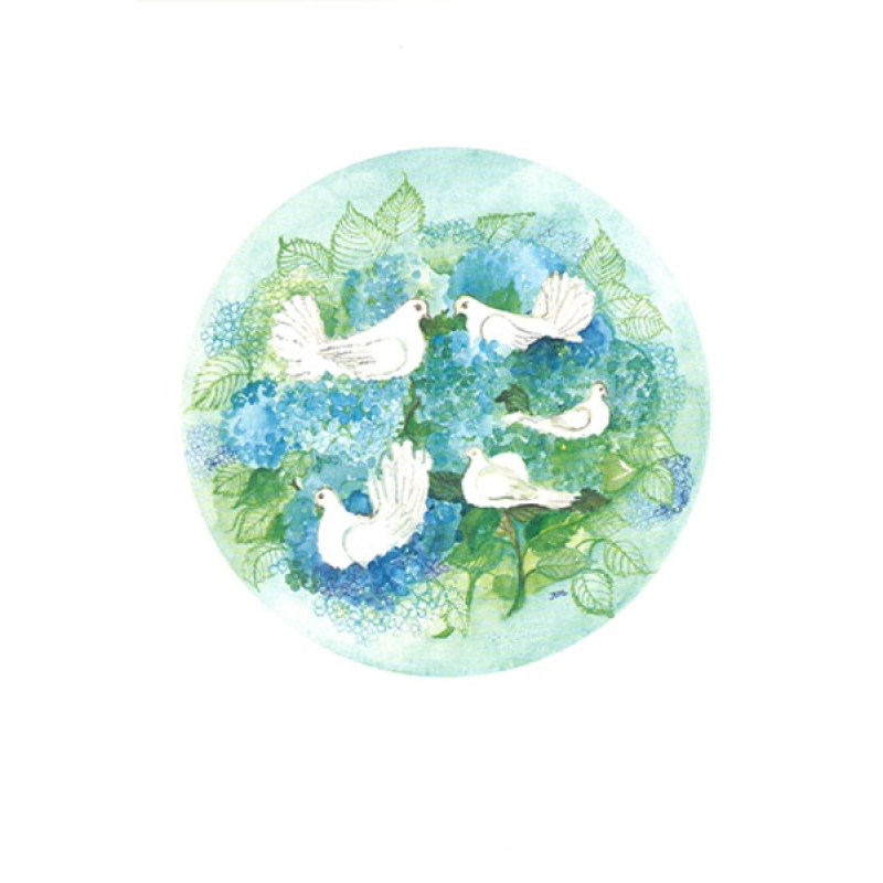 Dubbele kaart met env. Duifjes 15x10,5cm