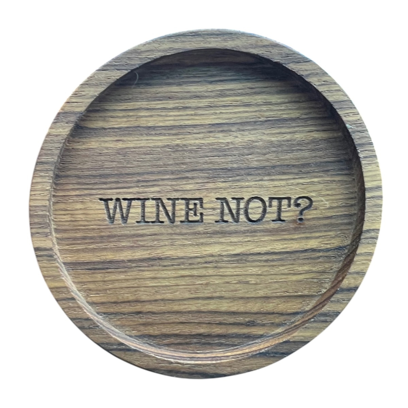 Onderzetter Yvette Wine Not rond hout dia 10 cm