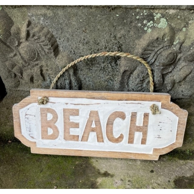 Tekstbord Beach wit/natural 30 cm
