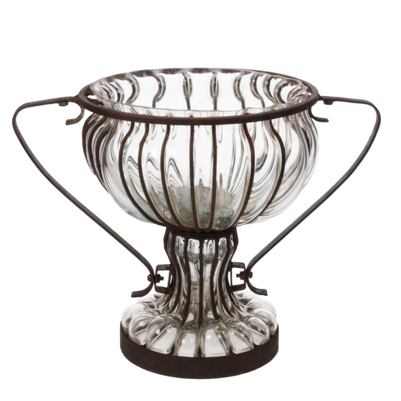 Schaal glas/metaal 33x21x24cm