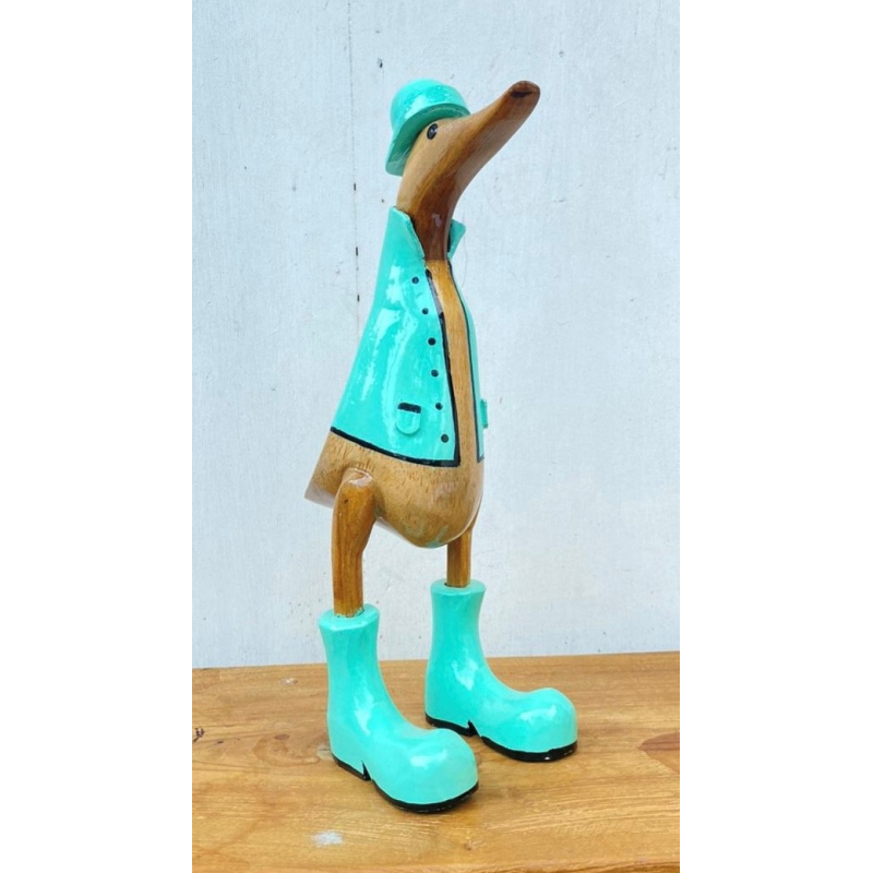 Houten eend Jacco M regenjas turquoise