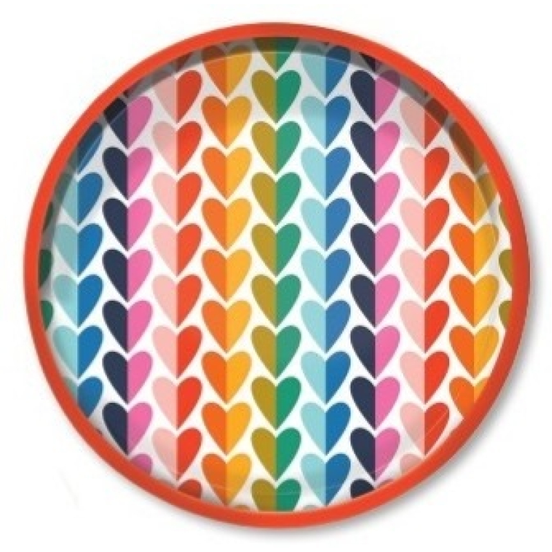 Dienblad Regenboog harten Ø30x3cm