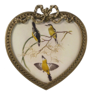 Fotolijst hartvorm m/ strik ant. goud 16x2x16cm