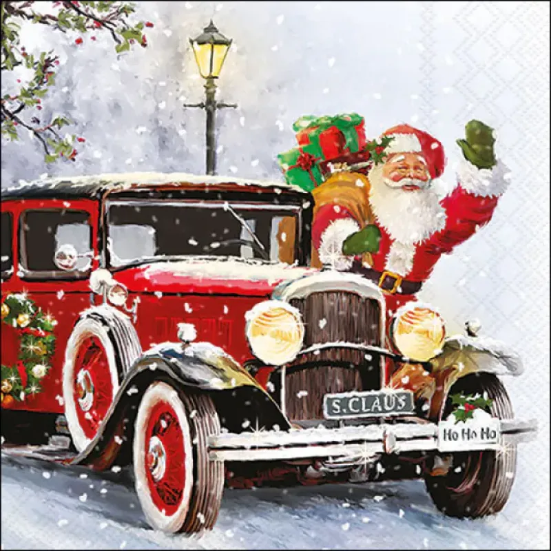 Servetten "Santa automobile" 33x33 cm