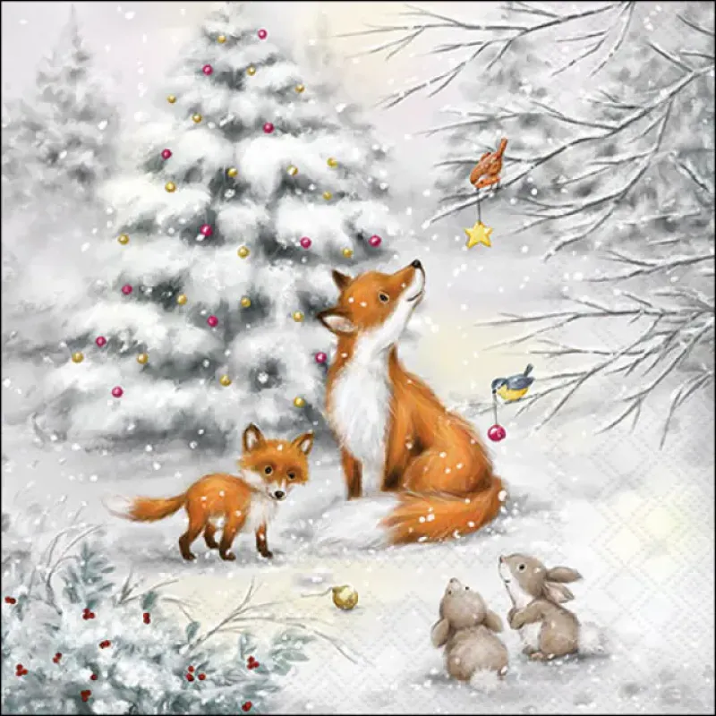 Servetten "Fox in forest" 33x33 cm
