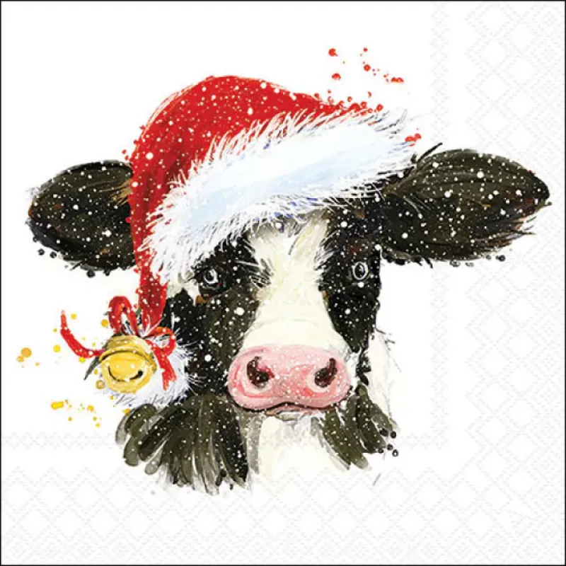 Servetten "Christmas cow bell" 33x33 cm