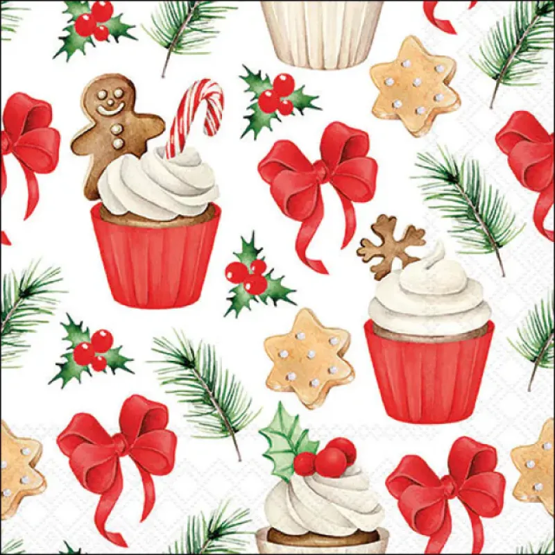 Servetten "Christmas sweets red" 33x33 cm
