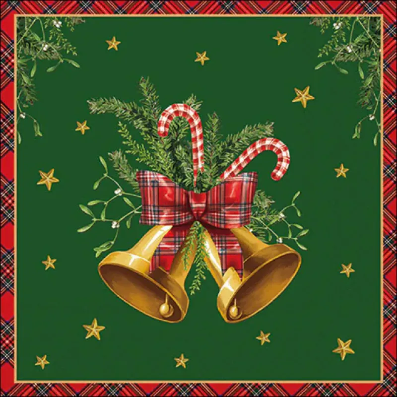Servetten "Scottish bells green" 33x33 cm
