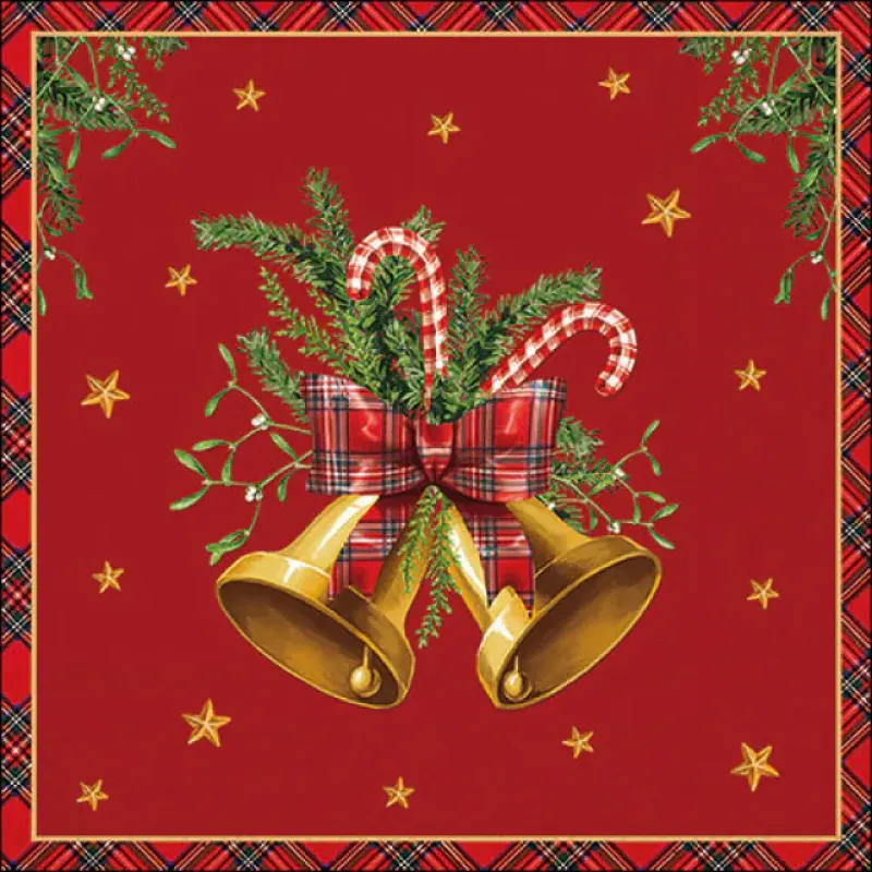 Servetten "Scottish bells red" 33x33 cm