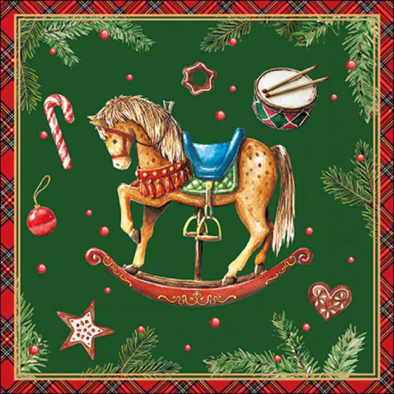 Servetten "Classic rocking horse green" 33x33 cm