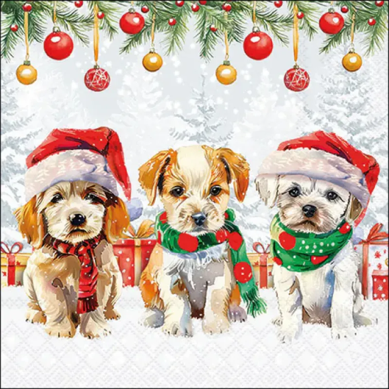 Servetten "Funny cute puppies" 33x33 cm