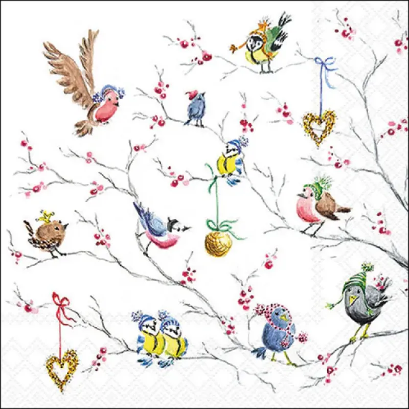 Servetten "Birds on tree" 33x33 cm