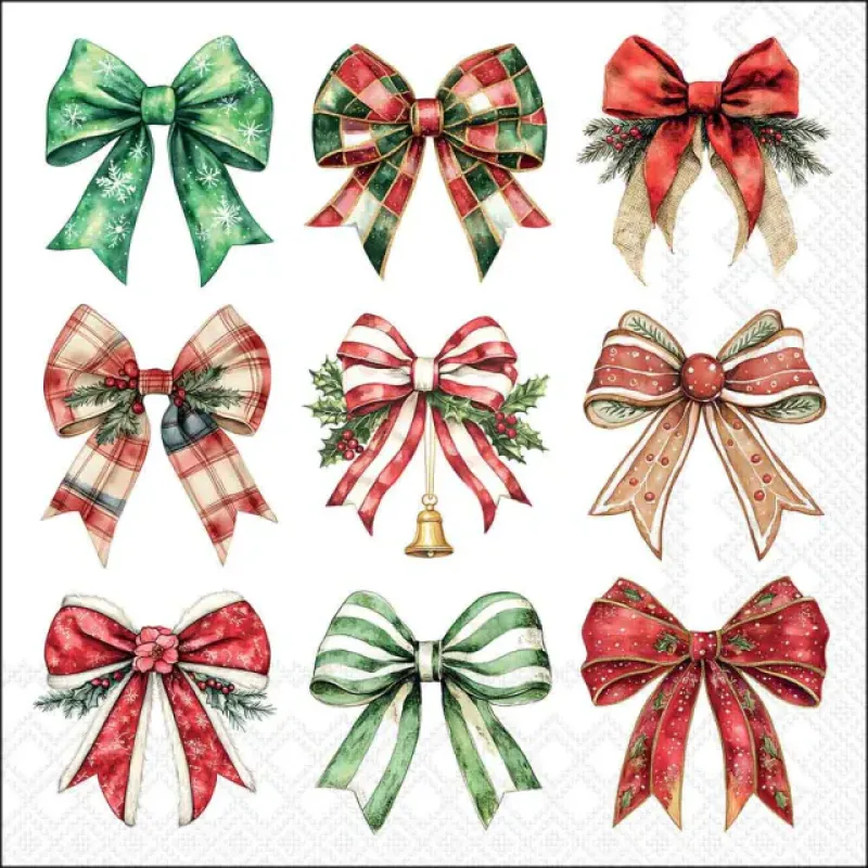 Servetten "Merry ribbons white" 33x33 cm