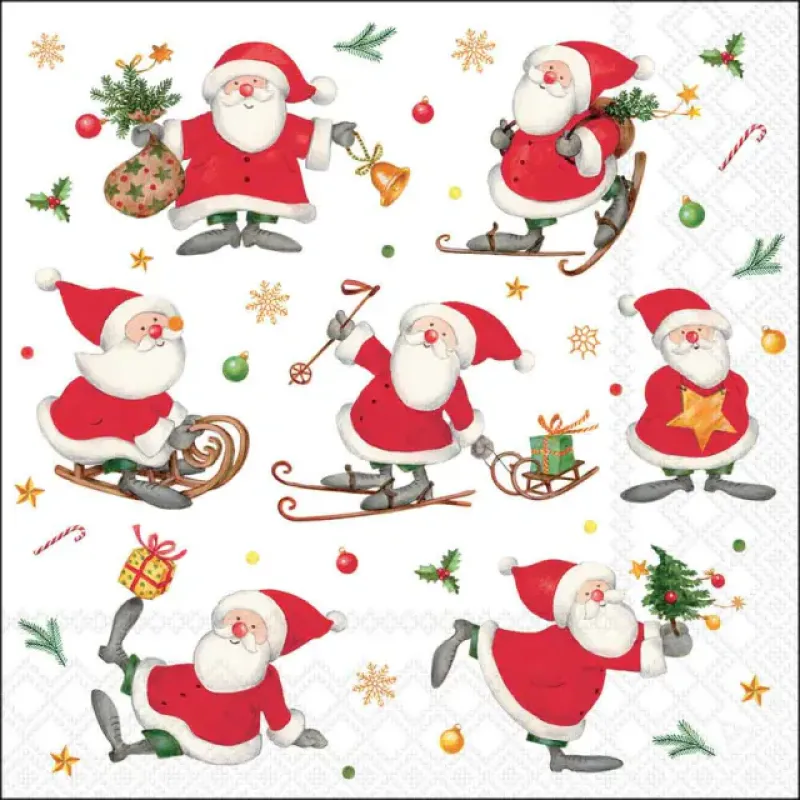 Servetten "Sporty Santa" 33x33 cm