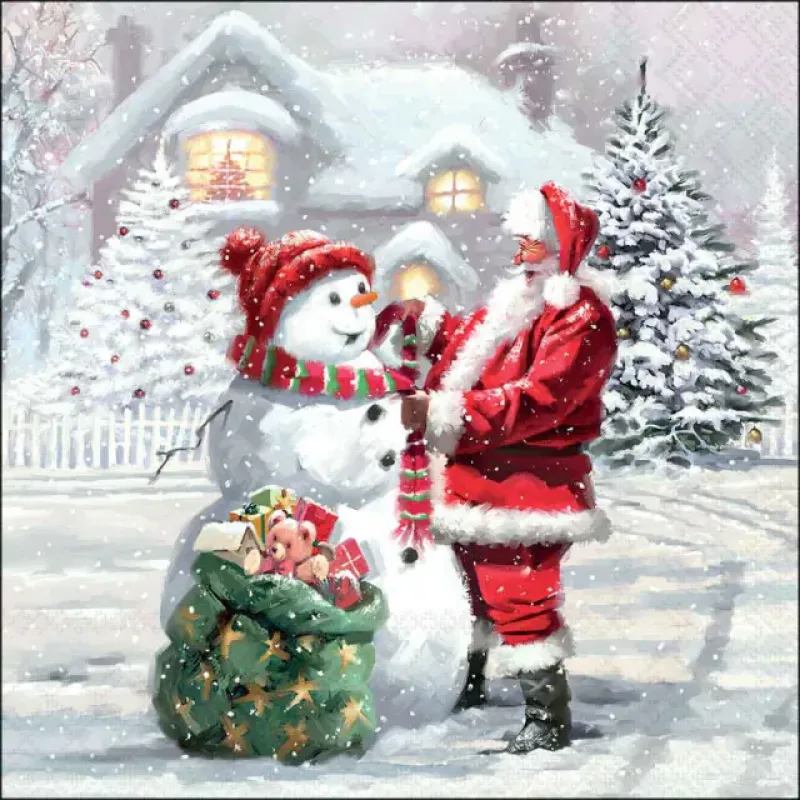 Servetten "Santa's warm gift" 33x33 cm