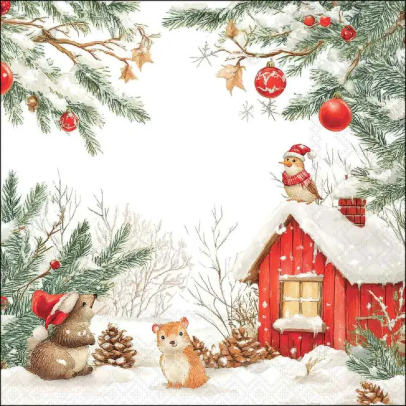 Servetten "Friends by the cabin" 33x33 cm