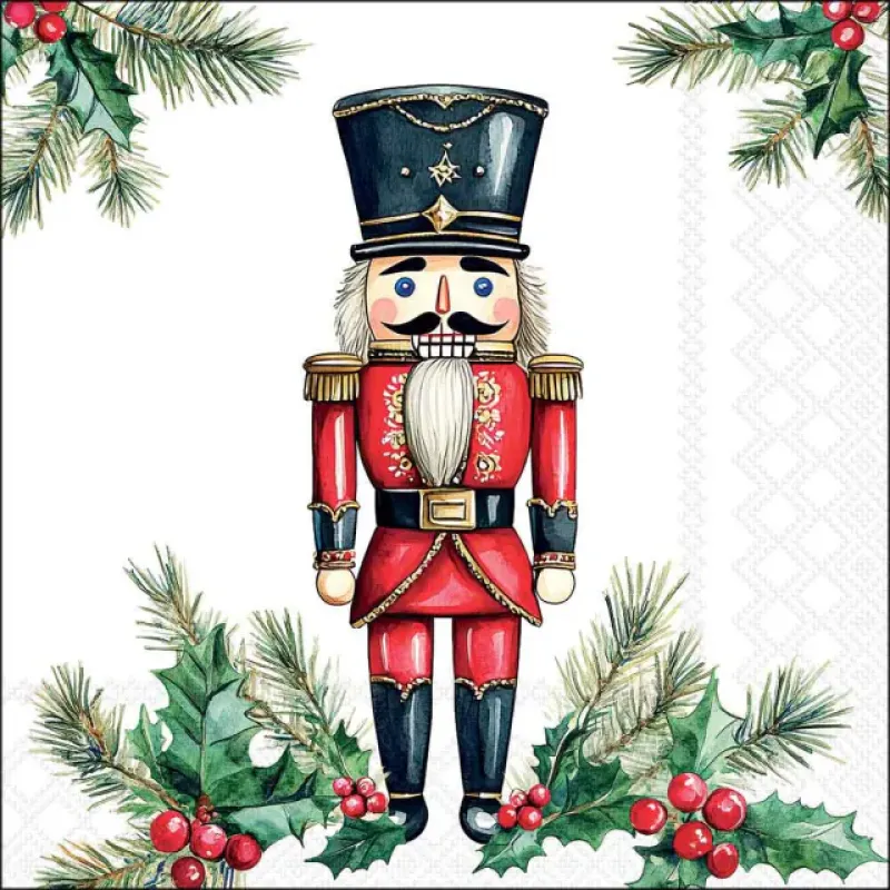 Servetten "Wooden nutcracker white" 33x33 cm