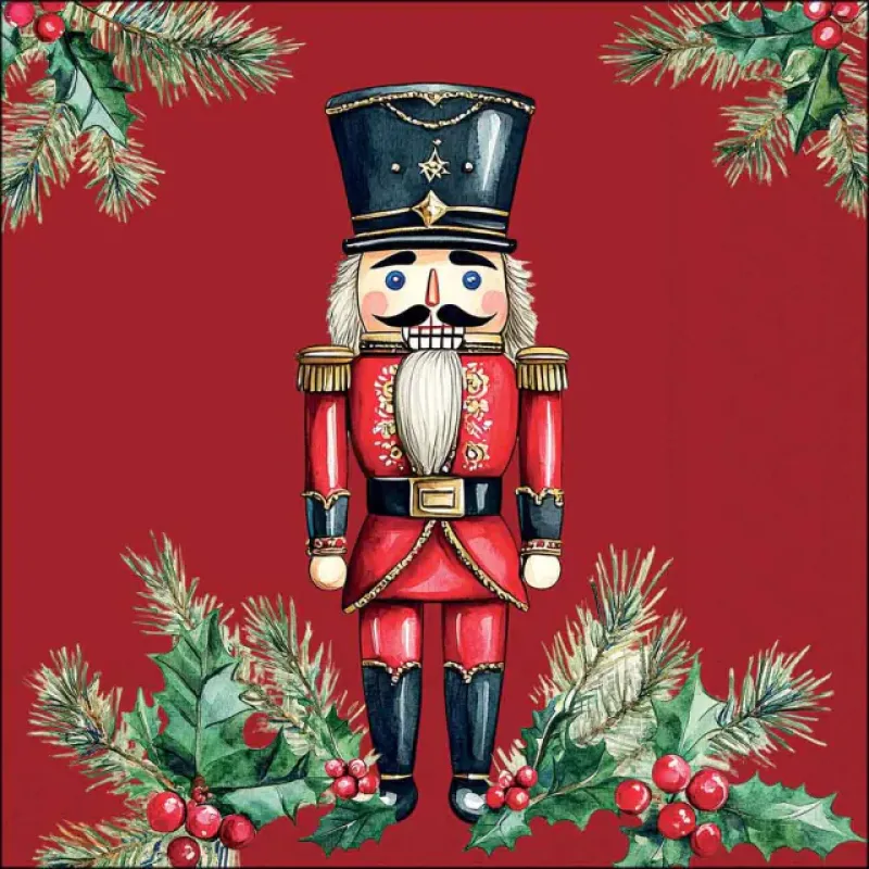 Servetten "Wooden nutcracker red" 33x33 cm