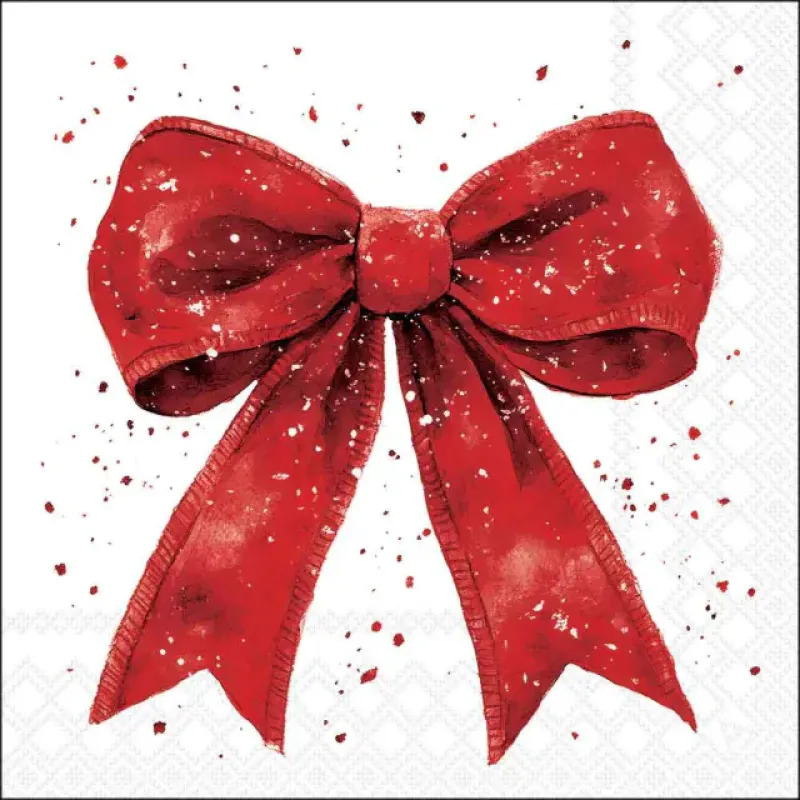 Servetten "Fancy bow red/white" 33x33 cm