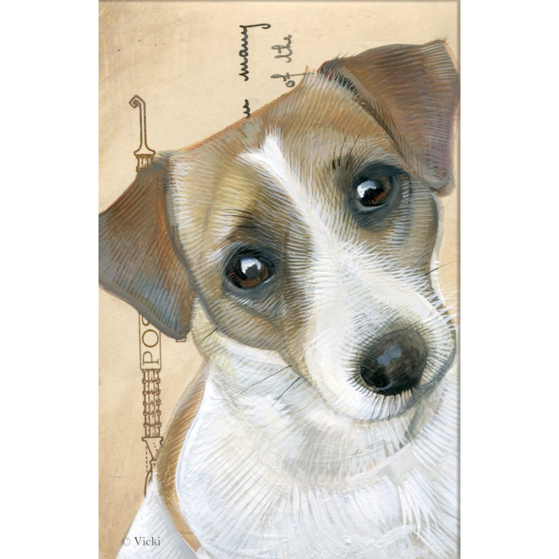 Dubbele kaart met env. Hond Jack Russel 11,5x17,5cm