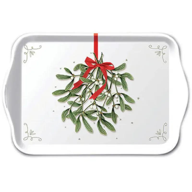 Dienblaadje "Mistletoe with bow white"