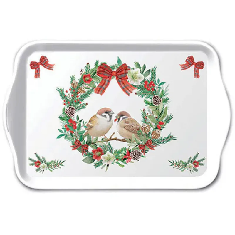 Dienblaadje "Sparrows in wreath"