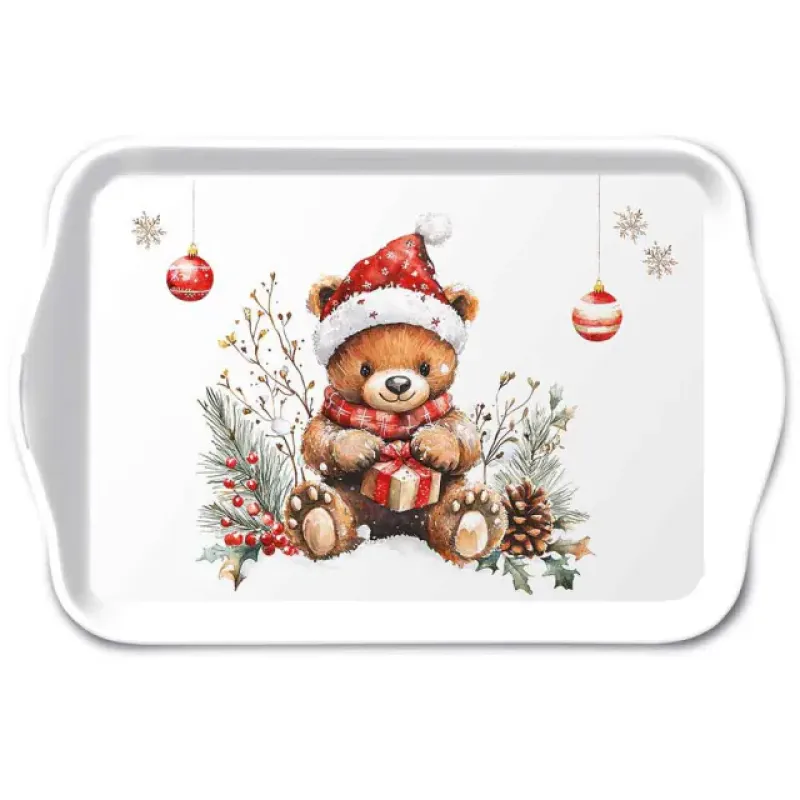 Dienblaadje "Teddy's gift white"
