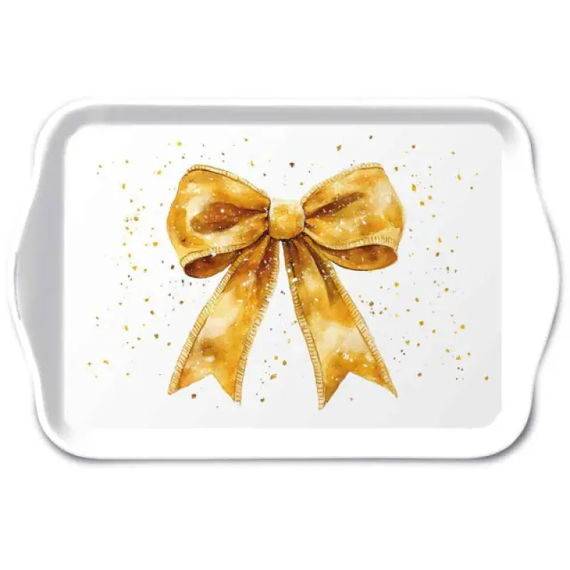 Dienblaadje "Fancy bow gold/white"