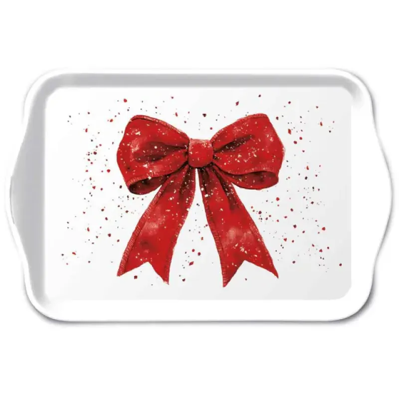 Dienblaadje "Fancy bow red/white"